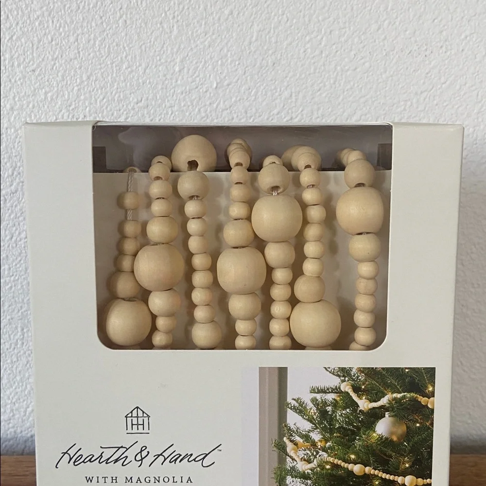 Hearth & Hand Magnolia 12’ wooden bead garland home decor holiday Christmas tree
